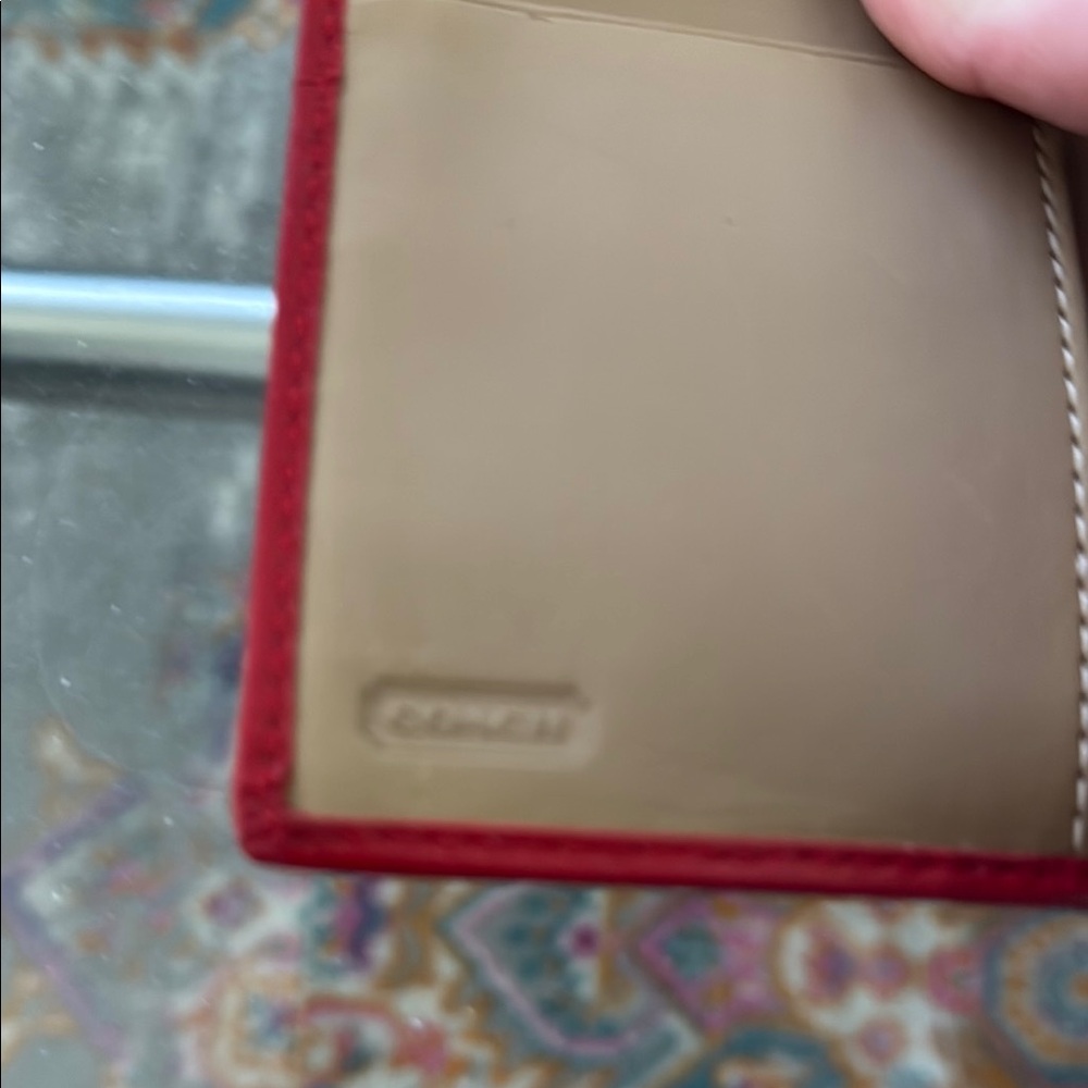 Coach Red Leather Wallet with Gold Logo - Picture 5 of 5
